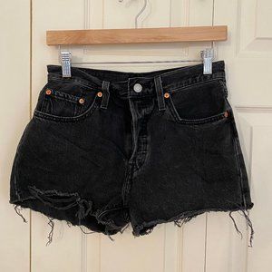 Levis 501 Black Jean Shorts Size 26W